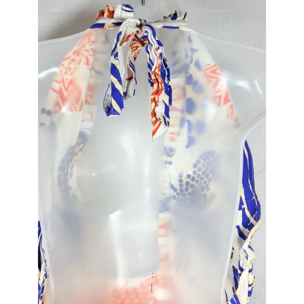 Farm Rio Mixed Lobsters Jumpsuit Womens L Halter Open Back Tropical Linen - Picture 13 of 16